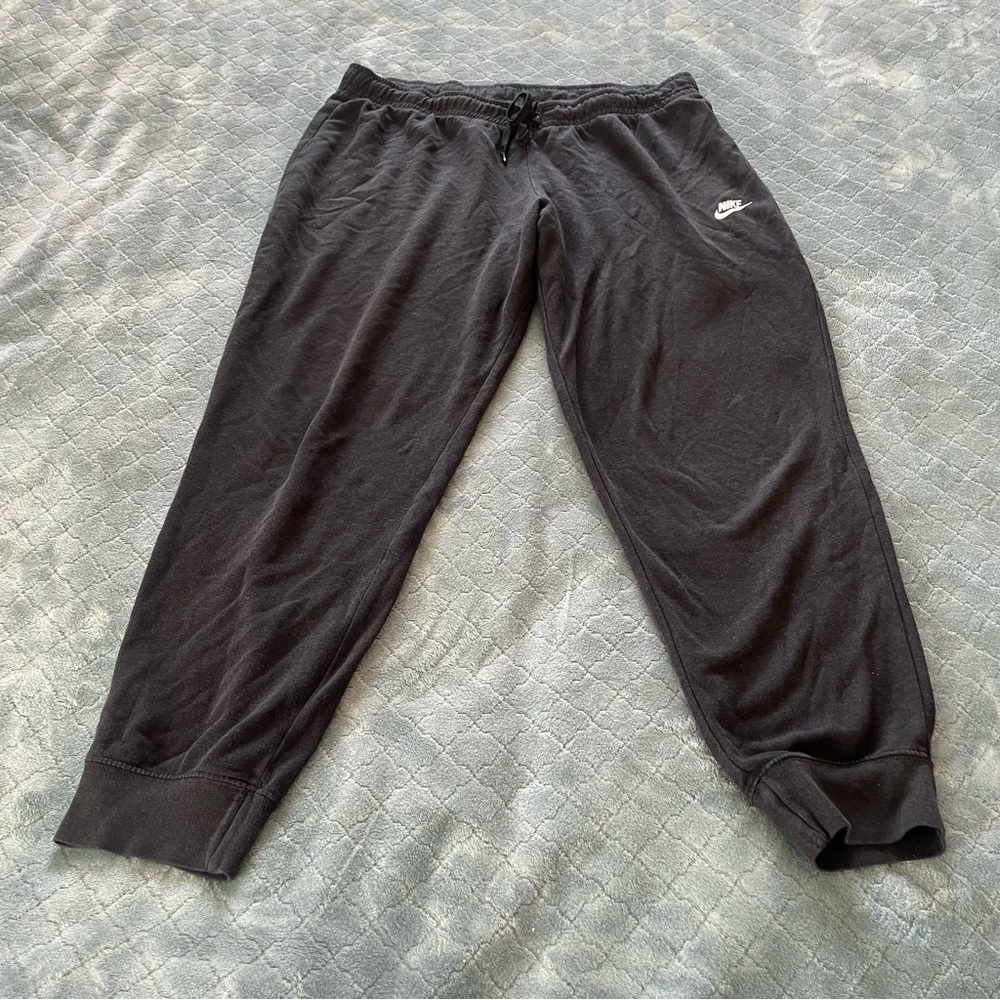 Nike Sportswear Fleece‎ Joggers Mens XL Black Sweatpants Drawstring Cuffed Logo